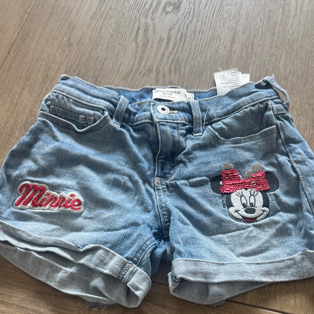 Abercrombie Kids Light Blue Denim Shorts with Minnie Mouse Patch
